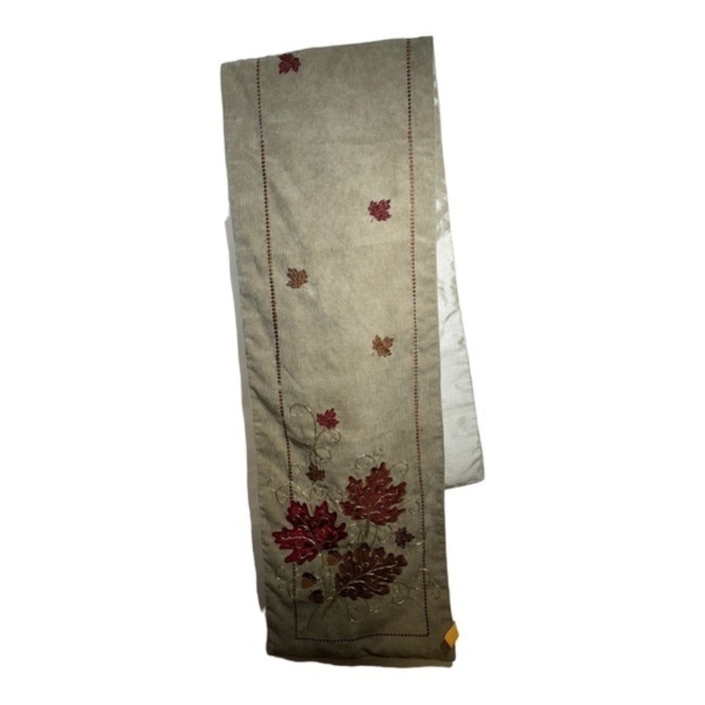 Luxe Habitat Corduroy Table Runner Fall Thanksgiving Neutral Patchwork 68"